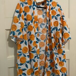 SHEIN Orange and Blue Citrus Patterned Kimono